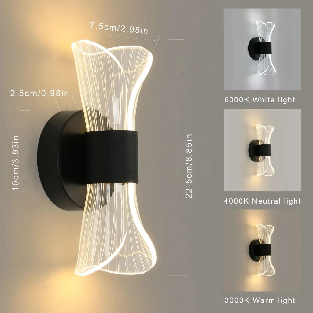 Lampe murale LED design noir avec intensité réglable et 3 modes de blanc - 10
