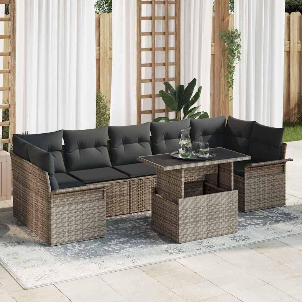 Maison Exclusive - Gartensofa-set mit Kissen 8 pcs Grau Poly-Rattan