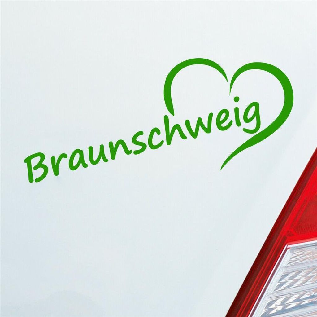 Auto Aufkleber Braunschweig Herz Stadt City Liebe Love 19,5x8 cm Hellgrün Sticker Heckscheibenaufkleber