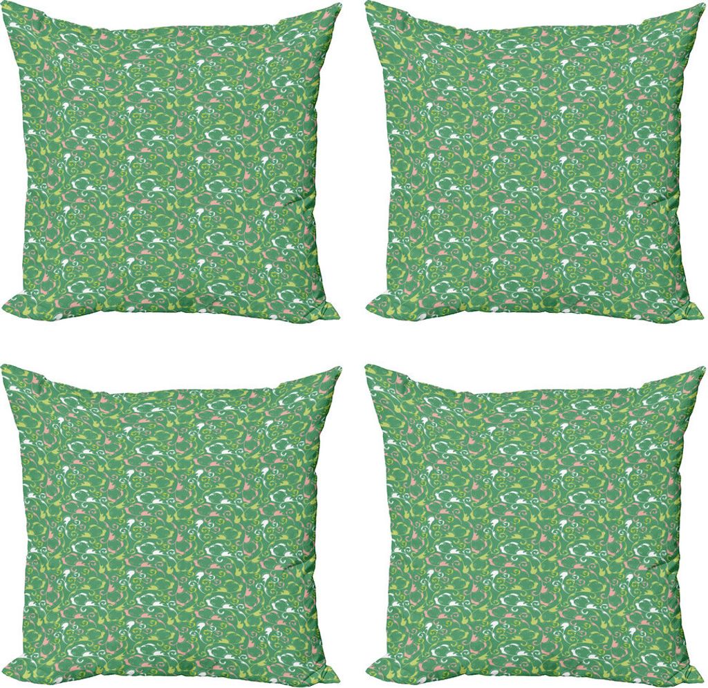 ABAKUHAUS Abstrakt Kissenbezug Set (4 Stück), Kreative Bunte Strudel, Moderner Doppelseitiger Digitaldruck, 45 cm x 45 cm, Sea Green Blush