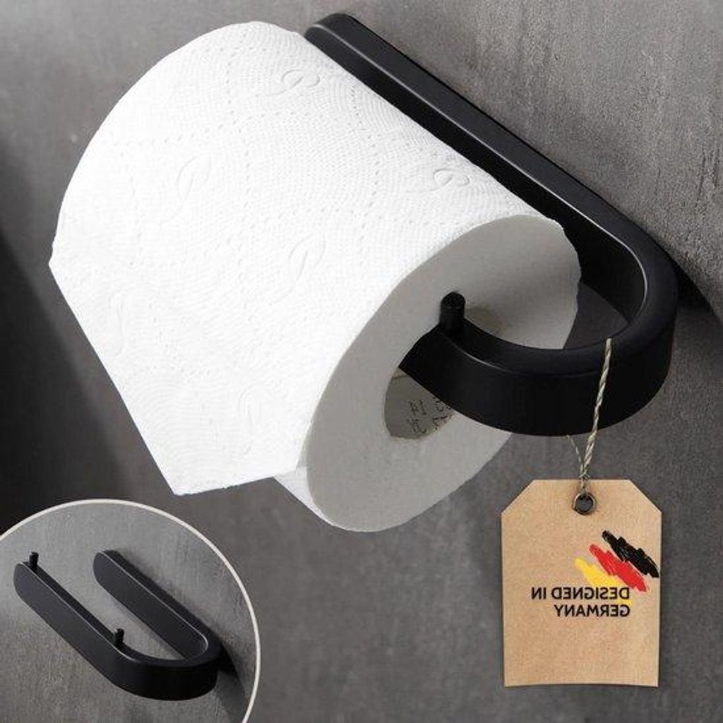 Schwarze WC-Rollenhalterin aus Kunststoff