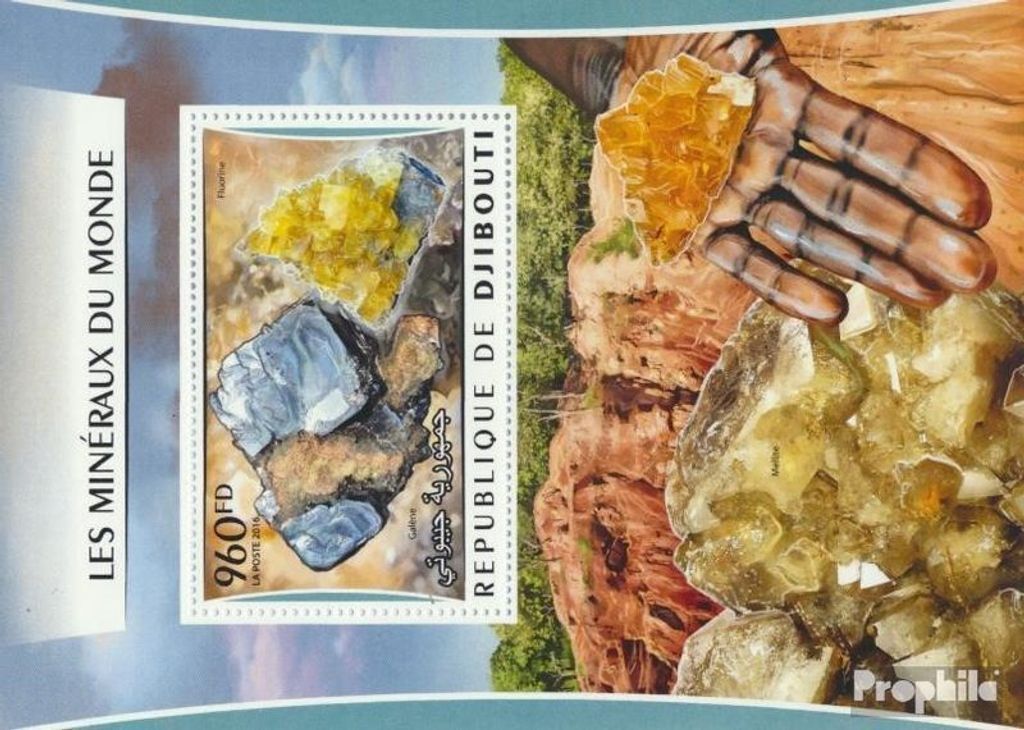 Briefmarken Dschibuti 2016 Mi Block 207 (kompl. Ausg.) postfrisch Mineralien