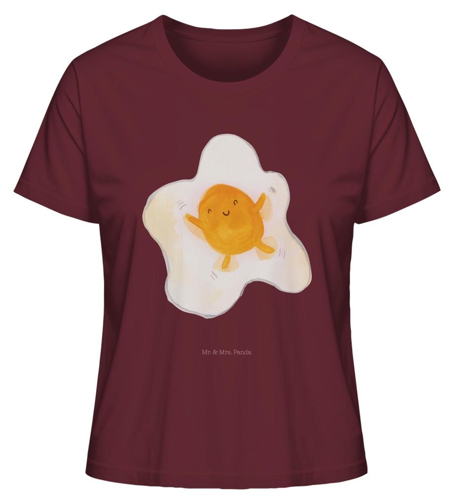 Mr. & Mrs. Panda Basic Shirt Damen Spiegelei Ei Größe L - Burgundy - Geschenk, Oberteil, Tag, T-Shirt, Schön, Mit Print, Gute Laune, Glücklich,...