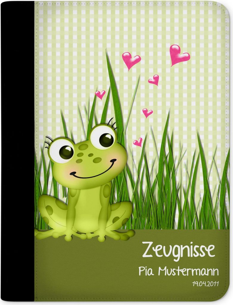 Zeugnismappe, Dokumentenmappe, Ordner A4, Frosch-Graß-Karo