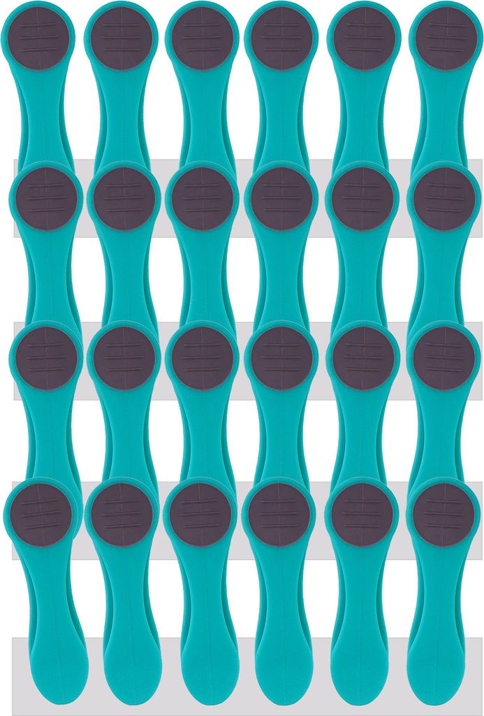 trendfinding 24 Wäscheklammern mit Edelstahlfedern und Softgrip Türkis-Dunkelgrau