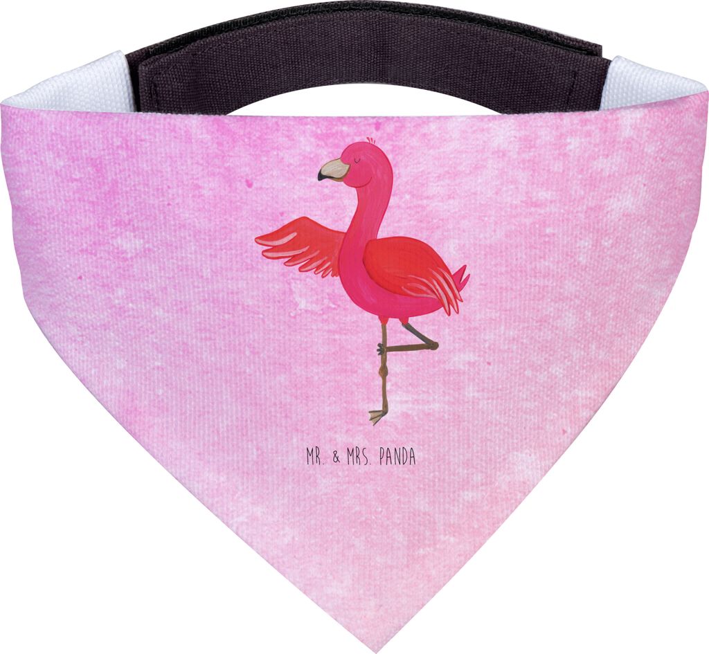 Mr. & Mrs. Panda Hunde Halstuch Flamingo Yoga - Aquarell Pink - Geschenk, Achtsamkeit, Urlaub, Baum, Für, Hundehalstuch, Bandana, Vogel, Namaste, ...