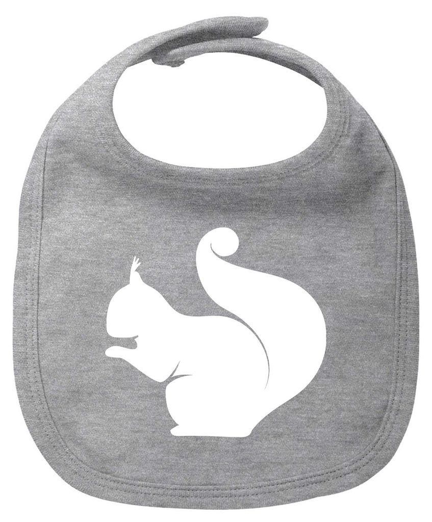 Huuraa Baby Lätzchen Eichhörnchen Silhouette Heather Grey Klettverschluss Baumwolle Latz Geschenkidee