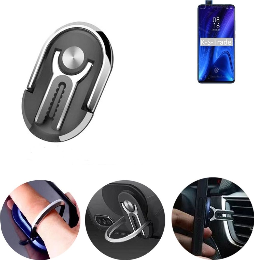 K-S-Trade 3in1 Smartphone-Ring Handy-Ring kompatibel mit Xiaomi Redmi K20 Pro Premium Fingerhalterung Handyring Tischständer