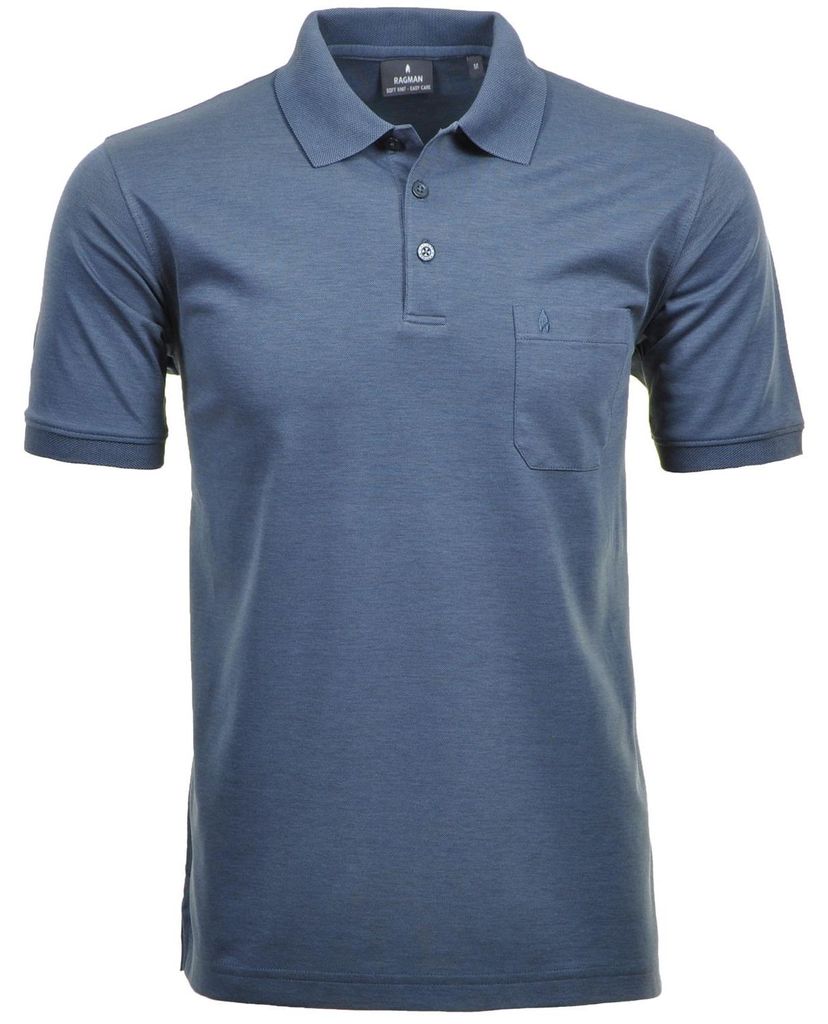 Ragman H-Polo Polo Soft-Knit uni in blau