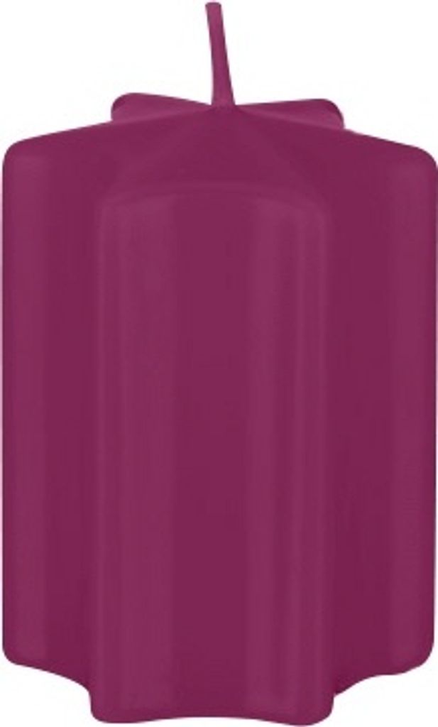 Sternkerzen Brombeere 8 x Ø 6 cm, 8 Stück, Adventskerzen, Weihnachtskerzen