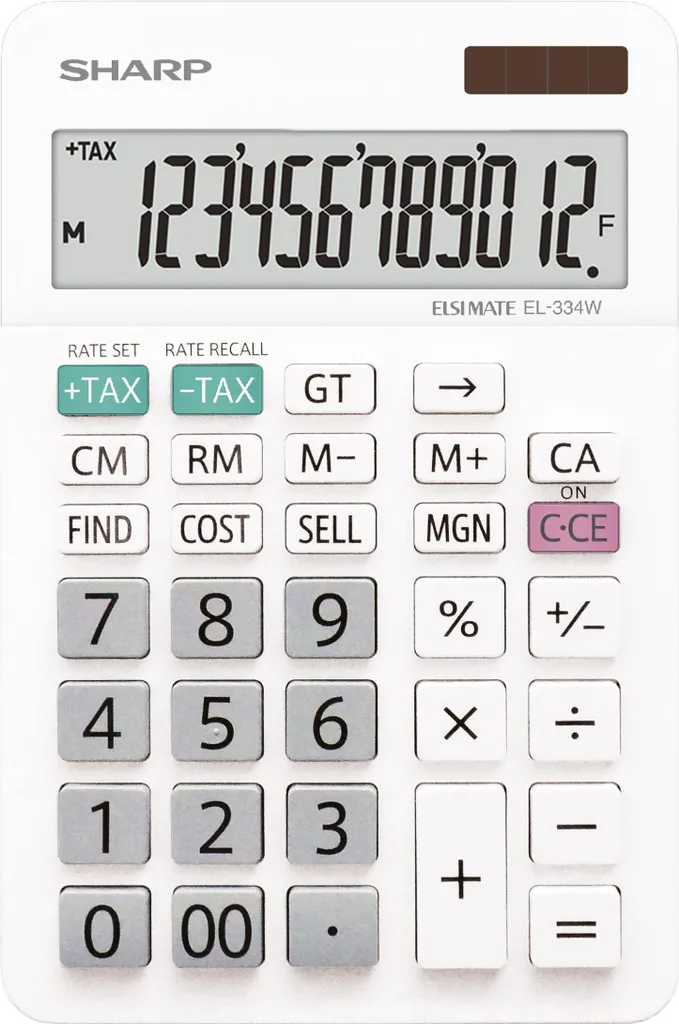 Calculatrice solaire Sharp SH-EL334W 12 chiffres avec alimentation mixte