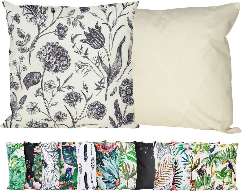 JACK Outdoor Motiv Kissen 45x45cm Lounge Dekokissen inkl. Füllung Wasserabweisend Sitzkissen Garten Stuhl, Farbe:Vintage Flowers