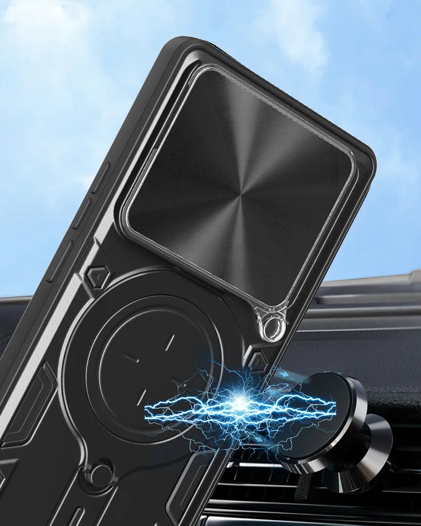 Custodia Tecno Pova 6 4G: Cover Blindata Argento con Anello e Protezione - 4