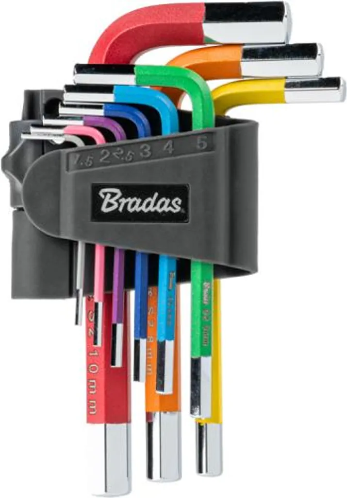 Clés mâles hexagonales Bradas 9 pièces avec code couleur pratique
