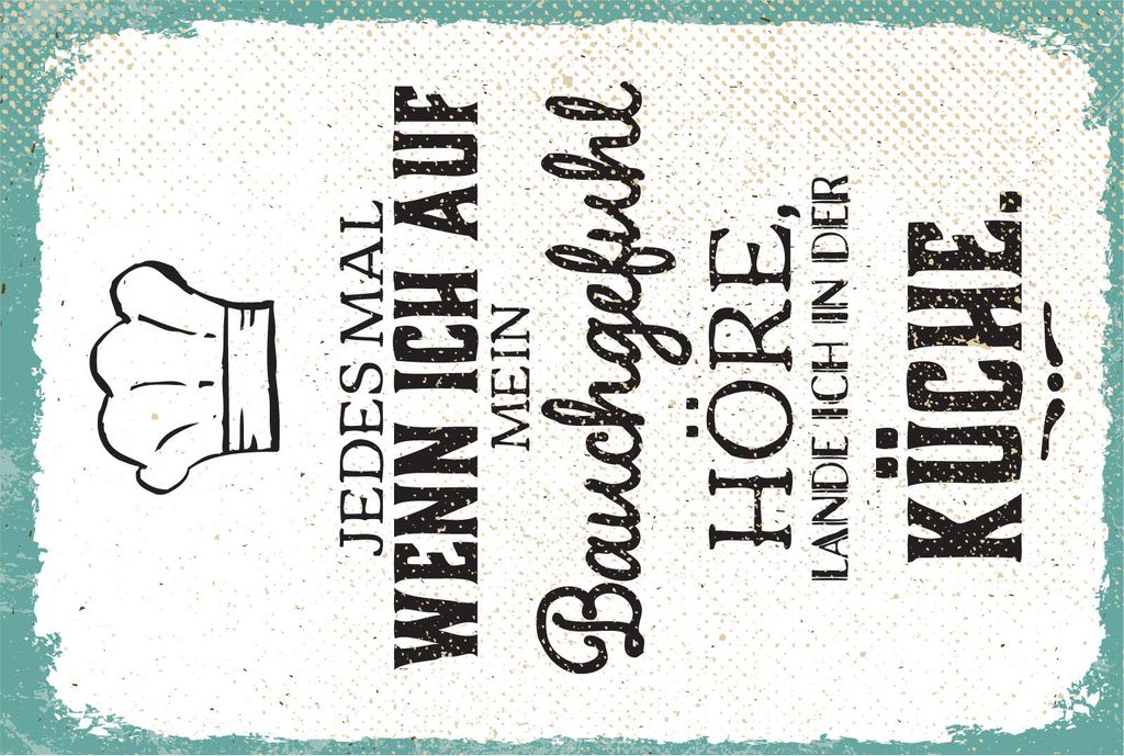 vianmo Blechschild 18x12 cm wenn ich auf Bauchgefühl höre, lande ich in Küche