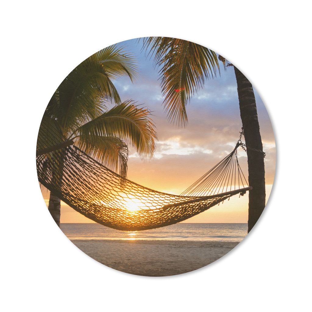 MuchoWow Mauspad Mousepad Sonnenuntergang - Hängematte - Palme 30x30 cm - Mousepads - Maus Mat - Pad - Mausunterlage - Tischunterlage - Schreibt...