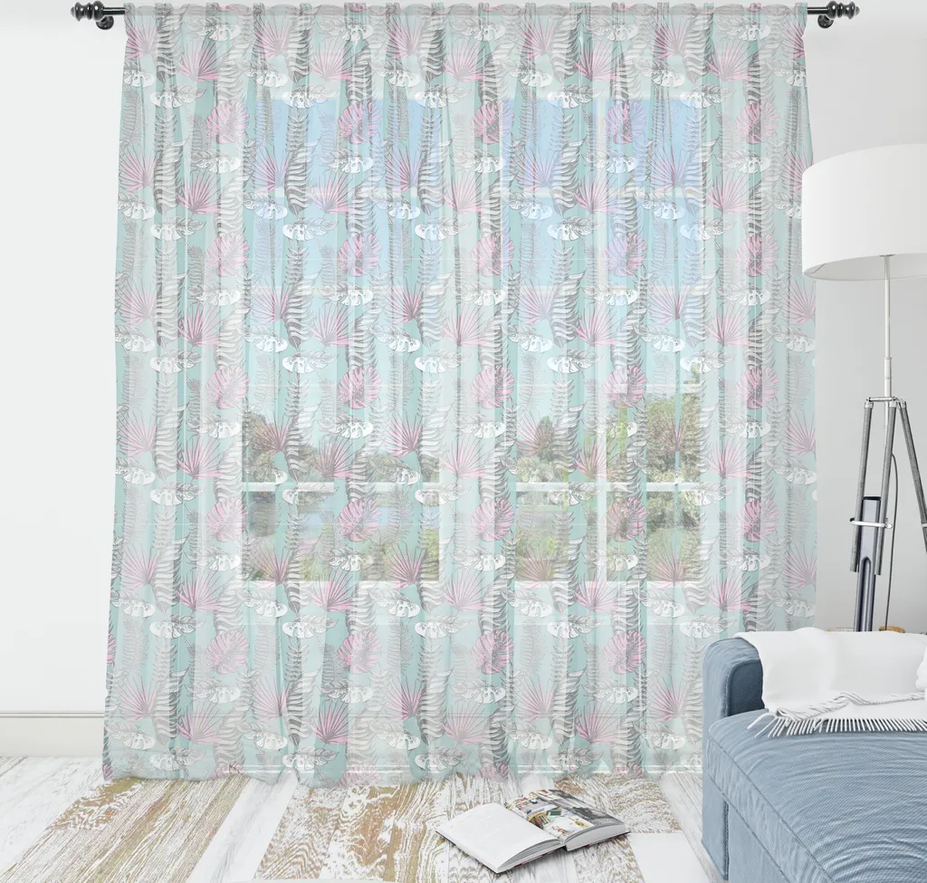 Arazzo Tropicale ABAKUHAUS 135x274cm - Tessuto Raso Foglie Hawaii