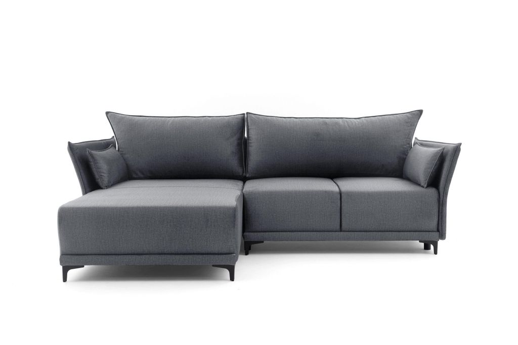 NEXT COLLECTION Ecksofa SELVA Lose Rückenlehnen-Kissen, Große Liegefläche 137x234cm, automatische Klapphilfe, hohe Metallfüße, Grau, Links