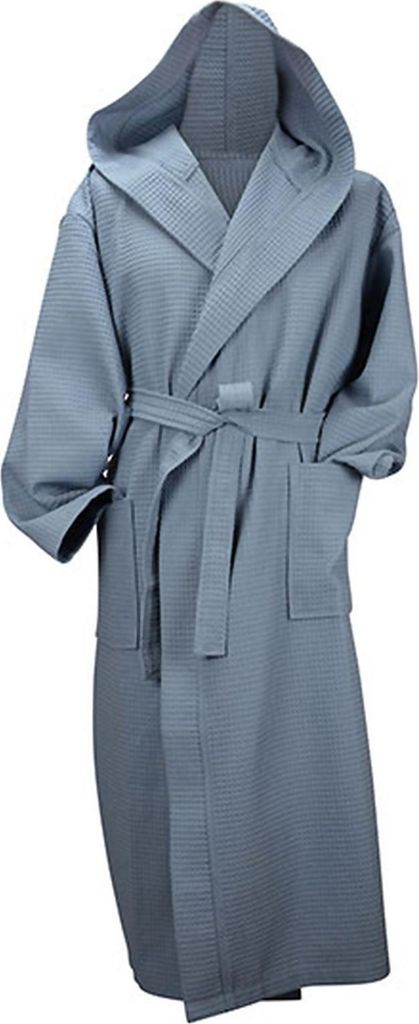 A&R 028.50 | Robezz Waffle Bathrobe With Hood Bademantel Mit Kapuze - Farbe: Jeans Blue - Größe: XS