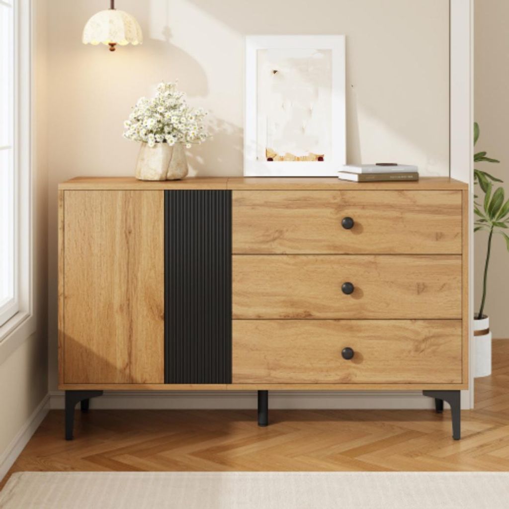Moderne Sideboard, Kommode Schrank Stauraum Buffet Wohnzimmer Set,120L x 35B x 76H(cm)