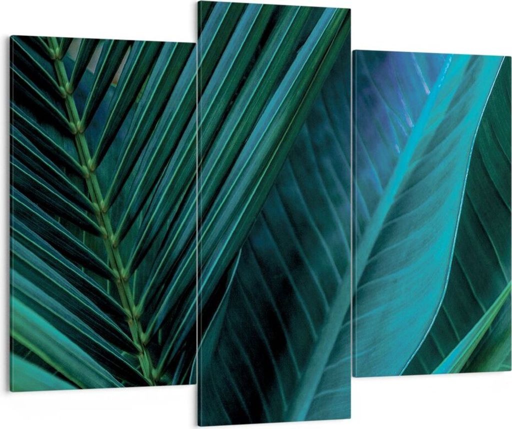 Bild auf Leinwand - Leinwandbild - 3 Teile - Blatt Tropen Grün - 130x100cm - Wand Bild - Wanddeko - Wandbilder - Leinwanddruck - Bilder - Wanddeko...