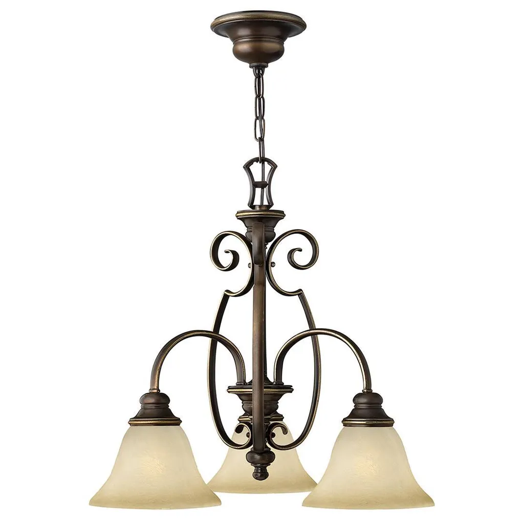 Lustre Hinkley Cello Bronze Antique 3xE27 Design Vintage de Luxe 57cm