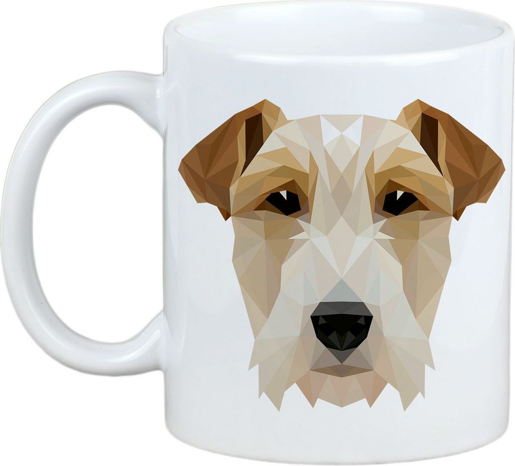 Fox Terrier Drahthaar, Foxterrier - Becher mit einem Bild und dem Schriftzug geometrischer Hund Art-Dog