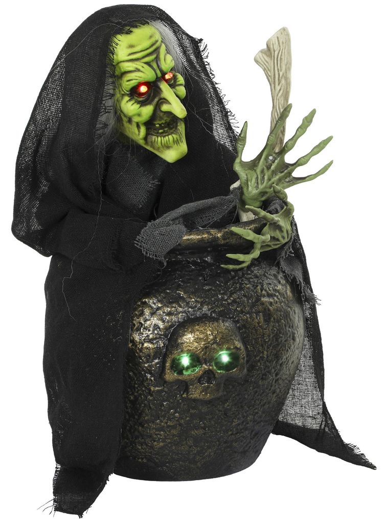 HOMCOM Geanimeerde Halloween-heks voor op tafel, 47 cm, met Productafbeelding 