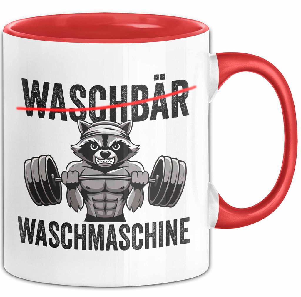 Waschbär Tierliebhaber Tasse Geschenk Lustige Geschenkidee Spruch Waschbär Waschmaschine (Rot)