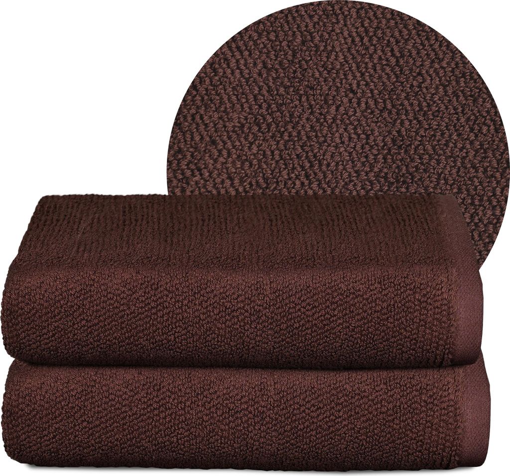 BEAUTEX Handtuch-Set Premium Frottier Sets, 100% Baumwolle 550g/m²,Dunkelbraun,Set: 2 Handtücher - 50x100 cm
