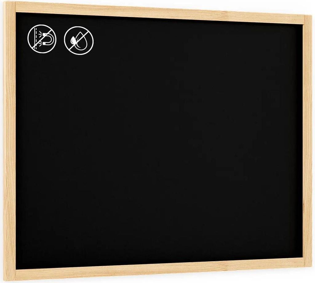 Lavagna nera con cornice in legno naturale 120x90 cm Immagine del prodotto 