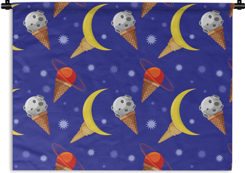 MuchoWow Wandteppich Wandbehang Planeten - Eiswaffeln - Muster 150x112.50 cm Tapisserie Dekoration Wandtuch - Wanddecke - Wandteppiche