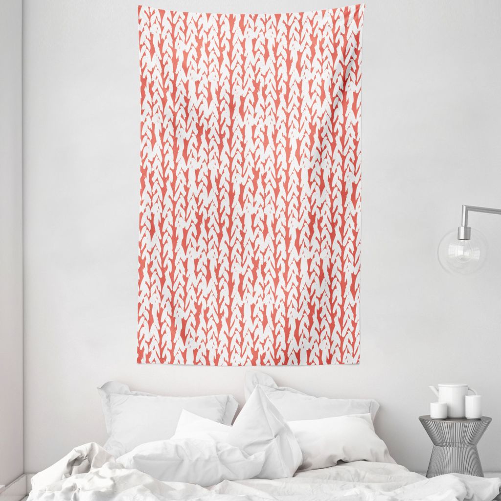 ABAKUHAUS Koralle Wandteppich und Tagesdecke, Braid Boho Hipster Ethnische aus Weiches Mikrofaser Stoff Waschbar ohne Verblassen Digitaldruck, 140 ...