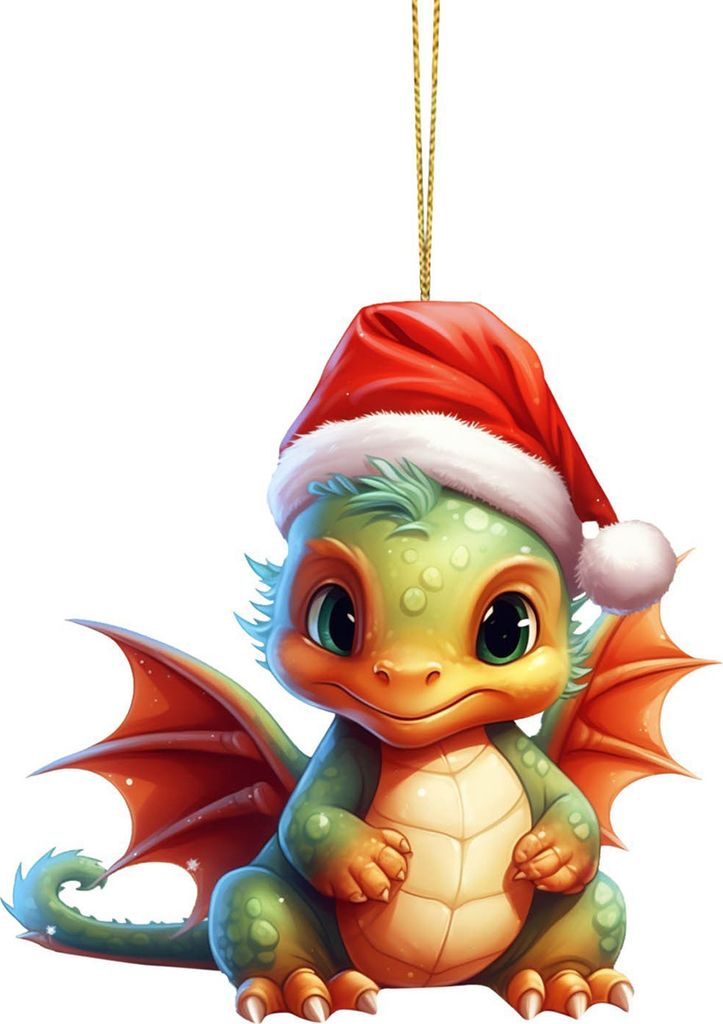 Weihnachts-Drachen-Anhänger, Cartoon-Drachen-Baby, Acryl, hängendes Ornament, langlebig für festliche Baumdekoration A