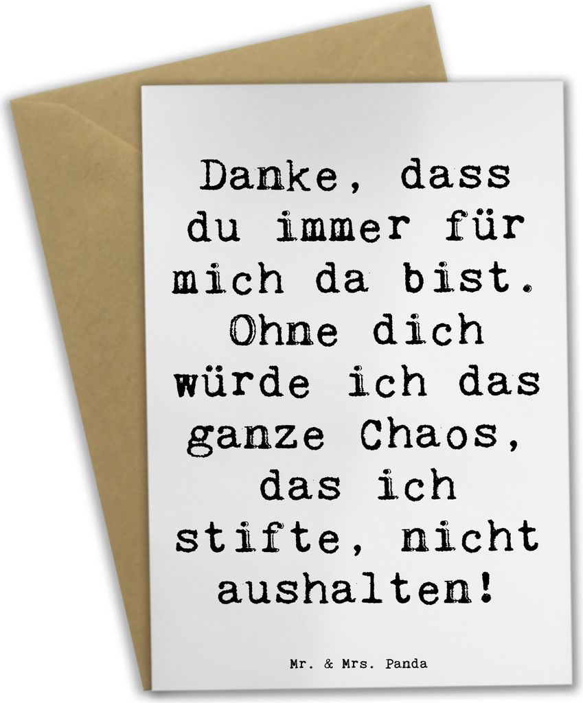 Mr. & Mrs. Panda Glückwunschkarte Spruch Dankbarkeit für Freundschaft - Weiß - Geschenk, Stimmungen, Gefühl, weihnachtskarten, Beileidskarte, e...