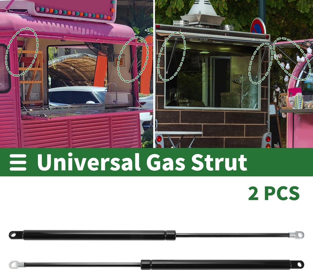 Universal-Hebestützen, Gasdruckfeder, 500 mm, 22,5 lb/100 N/10 kg, Metall, Schwarz, 2 Stück