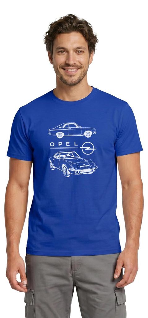 Spreadshirt Opel Manta Und Opel GT Design Mit Logo Männer T-Shirt, S, Dunkelblau