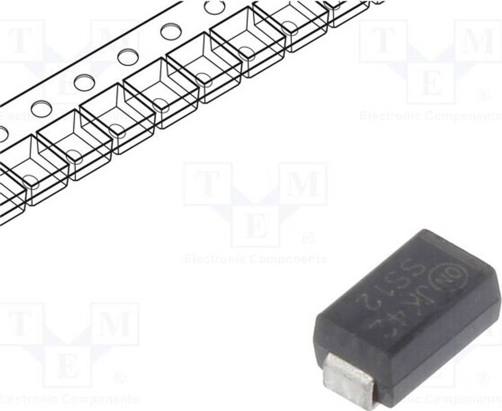 5x Diode: Gleichrichterdiode Schottky 1,1W SS12 Schottkydioden SMD 1A SMD 20V