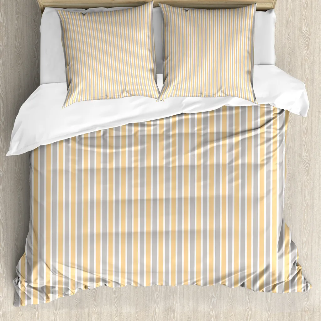 Set Letto ABAKUHAUS Antiacaro 200x200 Righe Vintage Blu Cadetto