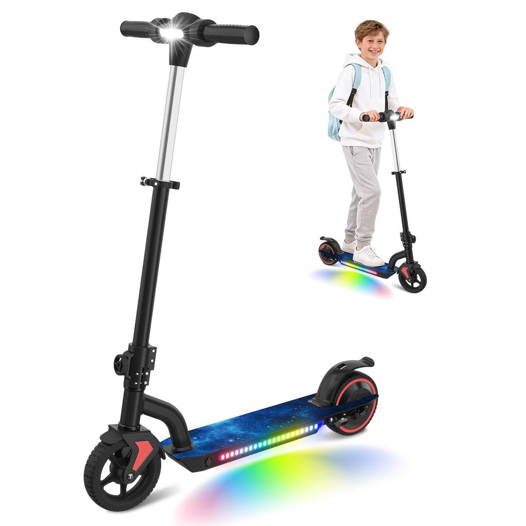 Elektroscooter Kinder 6-14 Jahren, 130W, Klappbar, 16km/h, LED Anzeige, Reichweite 15km, Höhenverstellbar, Geschenk Für Mädchen, Elektroroller S...