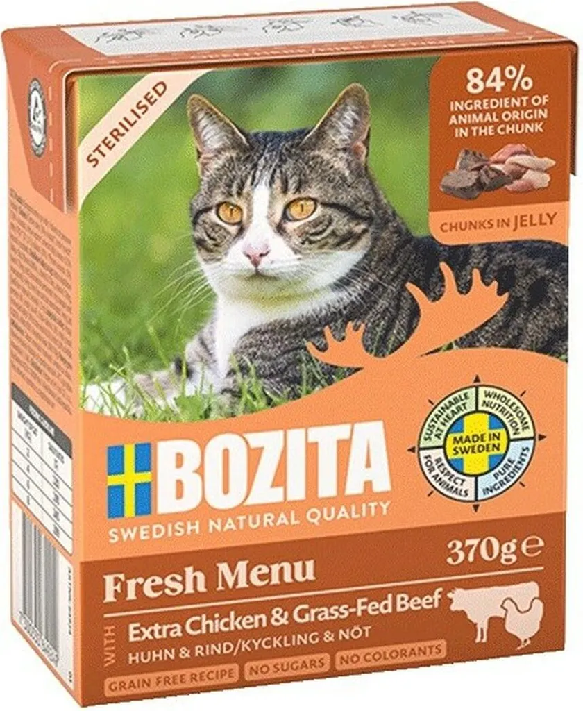 Bozita 370gx6 Sterilised Häppchen in Gelee m Huhn & Rind