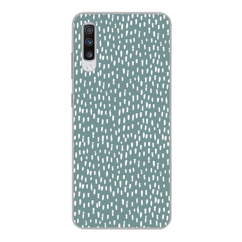 MuchoWow Handyhülle Schutzhülle Hülle für Samsung Galaxy A70 Polka dots - Weiß - Grün Silikon Softcase Handy Hülle - Schutzhaube