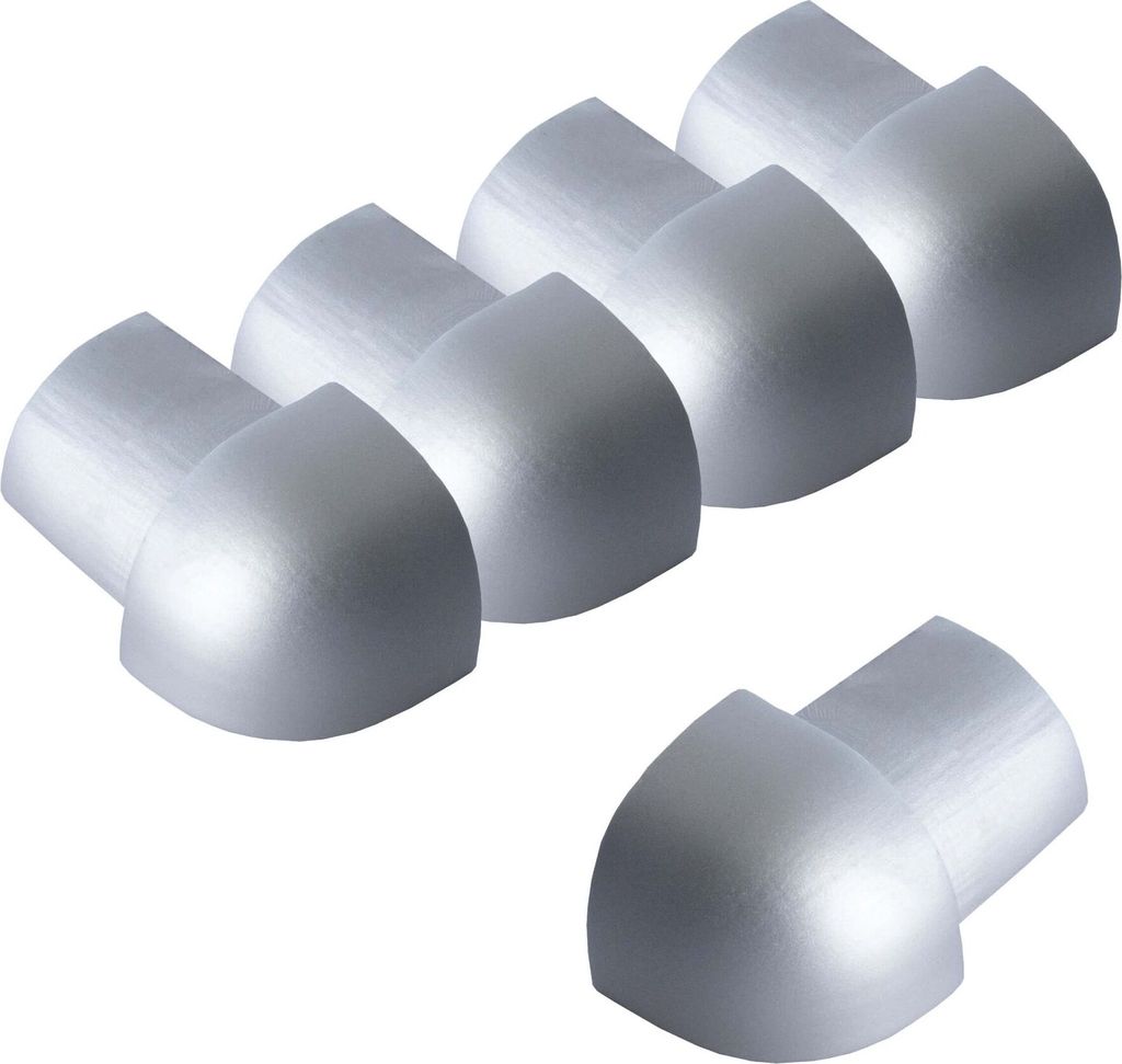 Dalsys 5x Außeneck für Fliesenschiene 12,5mm Aluminium (eloxiert) Viertelkreisprofil Chrom glänzend Fliesenprofil