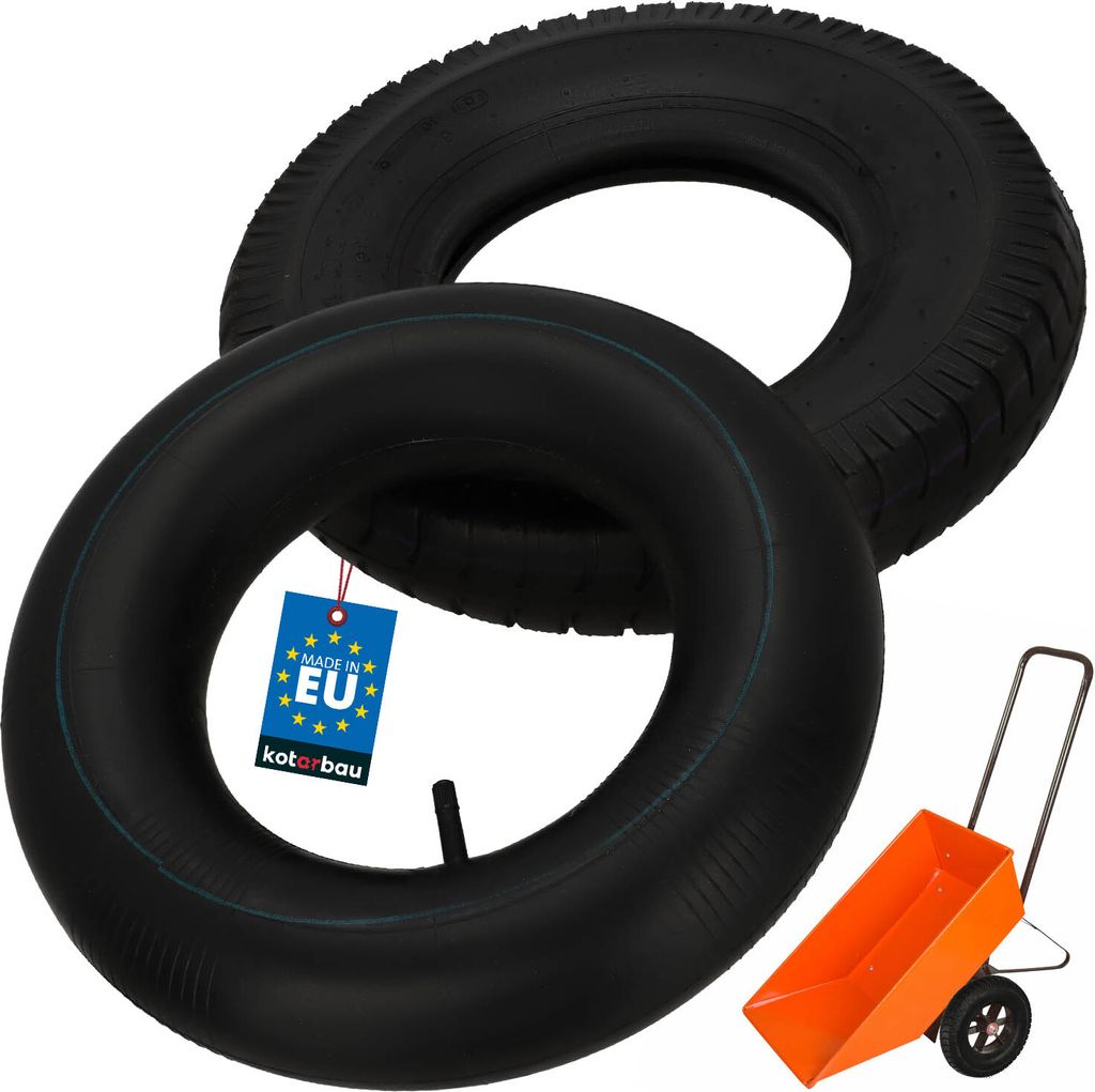 KOTARBAU Schubkarrenreifen Ersatzreifen mit Schlauch 8-lagig Schubkarren-Reifen mit Schlauch Schubkarrenrad Sackkarre Vollgummireifen Schubkarren...