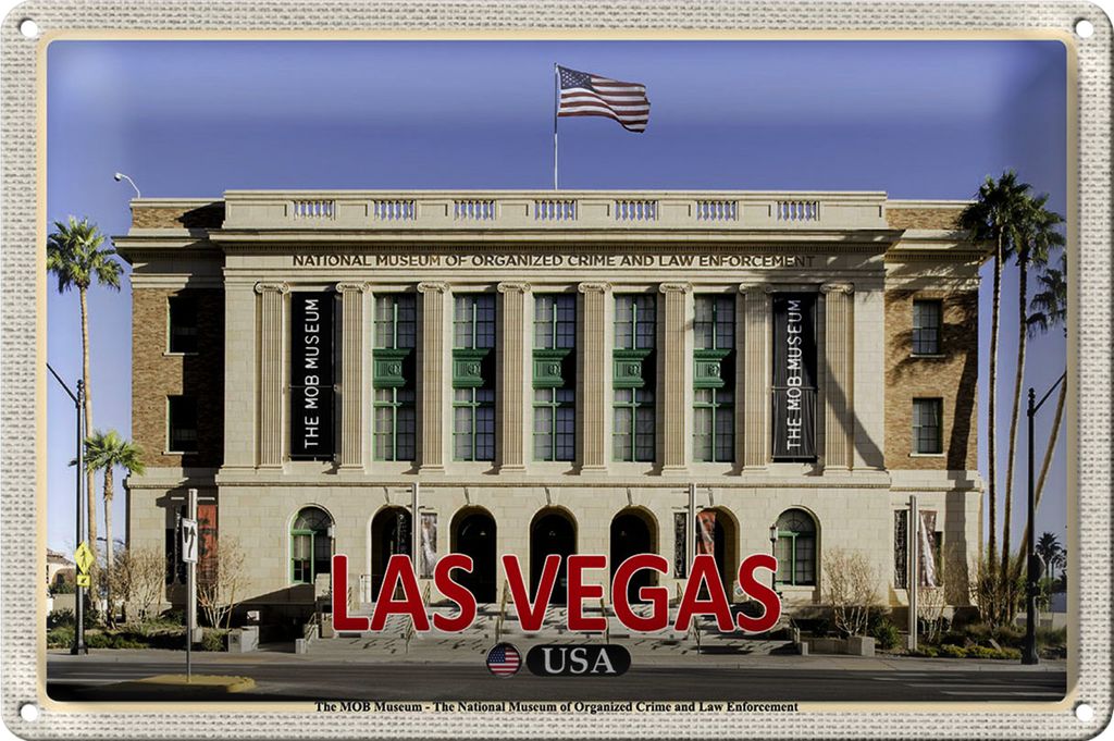 Blechschild Reise 18x12cm Las Vegas USA The MOB Museum