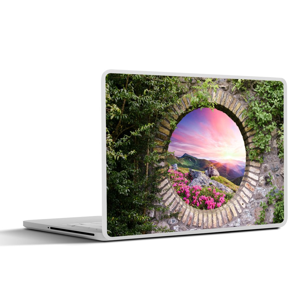 MuchoWow Laptop Aufkleber Sticker Cover Landschaft - Blumen - Aussicht - Berg 40x30 cm - Laptop Dekoration - Selbstklebend