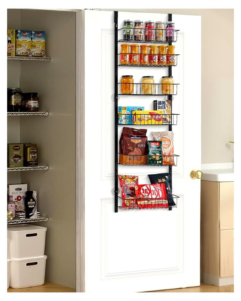 Speisekammer-Organizer, 6-stöckige Aufbewahrungslösung, robustes Gewürzregal aus Stahl, verstellbare Wand-Gewürzregale, für Zuhause, Küche, W...