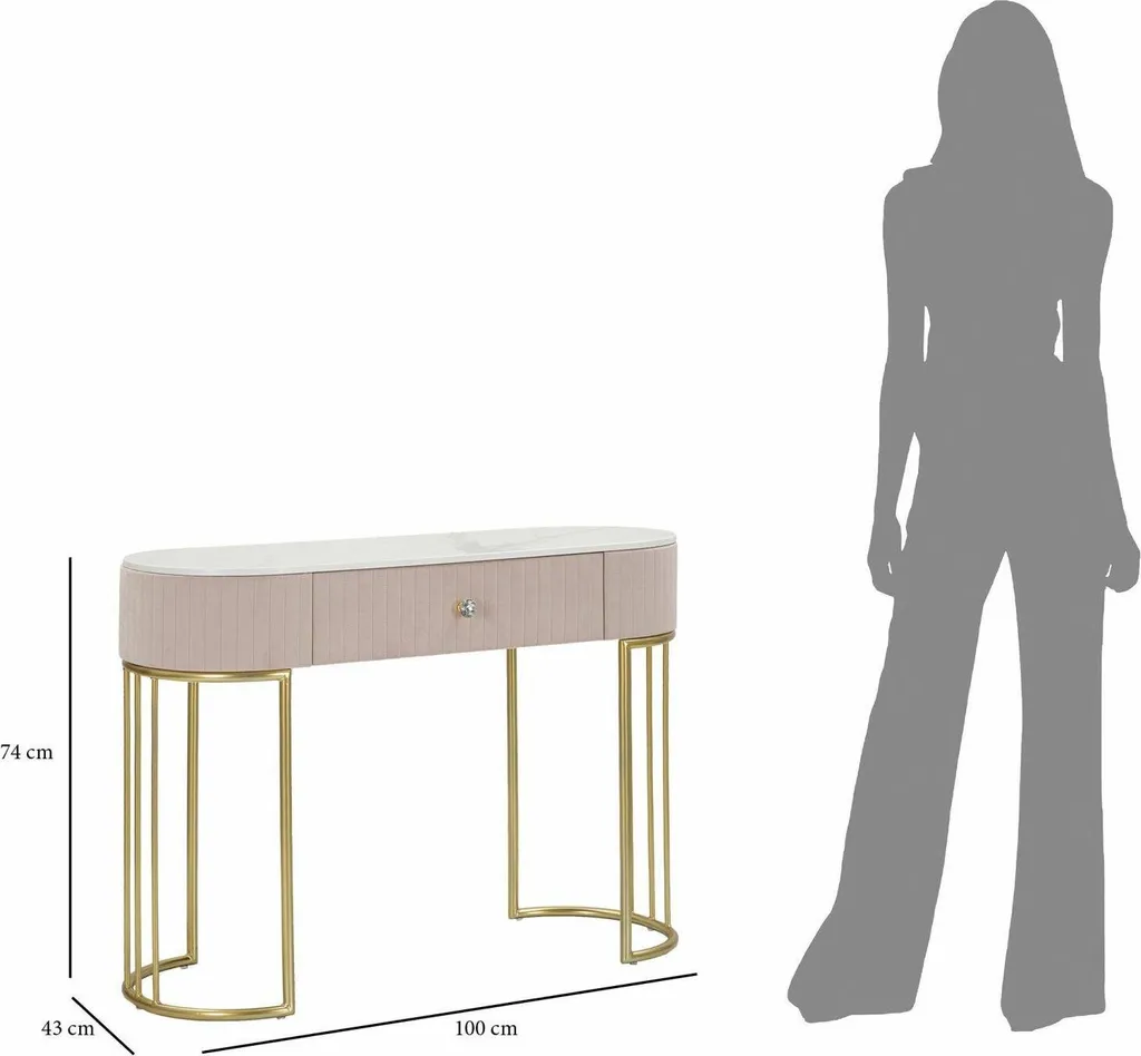 Table Console Rose Abstraktes 100cm - Buffet d'Appoint Mural Moderne - 3