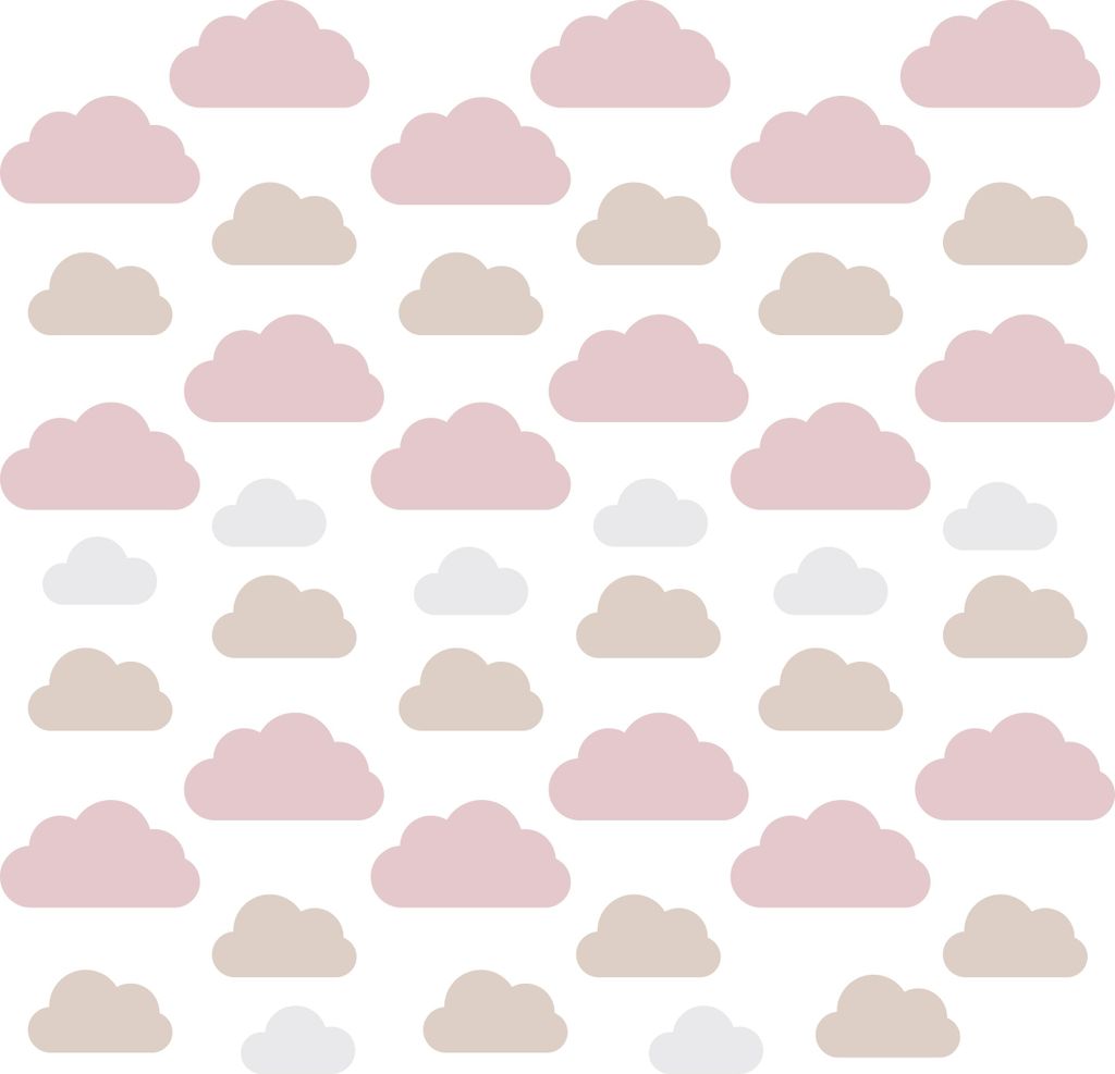 Muralo Wandsticker Set für Kinderzimmer ROSA-BEIGE WOLKEN Br. 120cm x Hö. 60cm - Wandaufkleber Wandtattoos Set für Baby