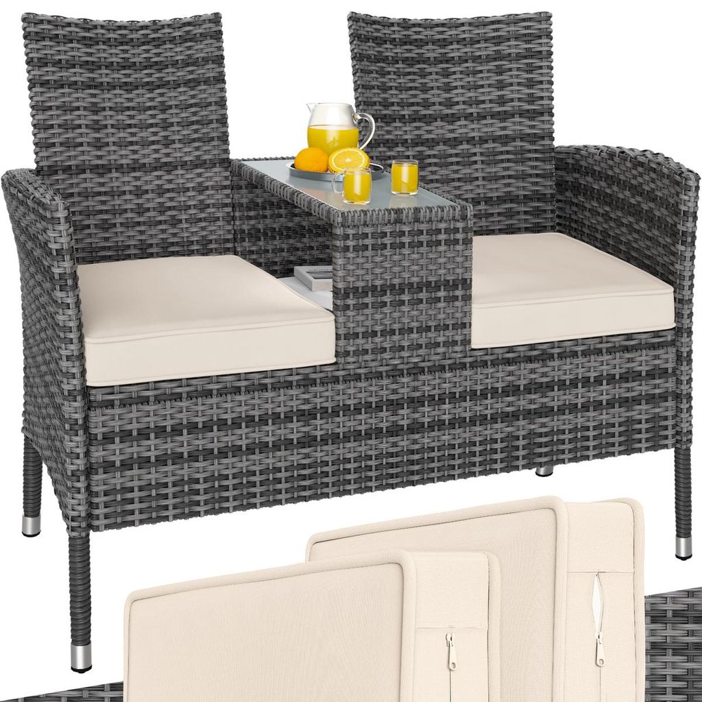 CASARIA® Gartenbank Sitzbank inkl. Auflagen Wetterfest Produktbild 
